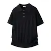 Camisa Polo de Punto de Color Sólido Estilo Old Money para Hombre, Modelo Verano 2026, Cuello Campana, Camiseta Ligeramente Madura de Manga Corta para Negocios, Ropa para Hombre para el Trayecto al Trabajo