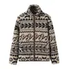¡Pedido de fábrica! Chaqueta de Polar Jacquard Fair Isle Nórdico con Cuello Alto y Cremallera para Mujer con Patrones Contrastantes y Forro Polar para Calidez