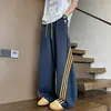 Pantalones deportivos casuales retro de estilo coreano, modernos, con bloques de color para otoño e invierno, de tres rayas, hasta el suelo, para hombre, moda de talla grande, pantalones de chándal, transfronterizo