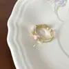 Anillo Exquisito de Mariposa de Zircón Polvo de Bambú Diamante Perla Femenino Lujo Ligero Nicho Joyería de Apertura para Dedo de la Cola de Gama Alta