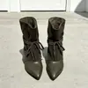 2026 Novo Modelo Botas Tru com Aumento Interno de Altura, Bico Fino, Cano Largo, Cadarço Estilo Western, Botas Curtas da Moda Feminina