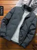 Jaqueta Puffer Masculina Enbu Inverno Quente Penugem de Pato Branco Casual de Negócios Versátil Jaqueta Baseball Marca Tendência Roupa Exterior