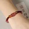 Pulsera de Citrino Natural Mingtai Crystal, Cuentas de Cinabrio, Cristal Amarillo Tower de Nicho, Cristal de Fresa, Pulsera Pixiu para Mujer