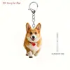 Novo Chaveiro Pingente de Acrílico Plano 2D Coração Corgi Amarelo Transfronteiriço