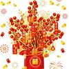 Bolsa de la Suerte de Año Nuevo 2025 Árbol de la Suerte Pegatina Flor de Ventana de Buena Suerte Festival de Primavera Decoración de Ventana de Vidrio Carácter de la Suerte Pegatina Electrostática