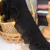 Chiffon Preto e Branco de Camada Dupla com Borda Curva e Renda de Pérola, 7cm de Largura, Material para Decoração Artesanal DIY de Roupas e Cortinas