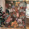 Manta de Sofá con Diseño de Dibujos Animados Personalizado, Tapiz Artístico, Manta para Sofá, Manta de Cobertura Completa Tejida, Decoración de Alfombra