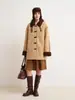 Abrigo de Lana Holgado con Bloques de Color Estilo Casual Otoño 2026 para Mujer, Chaqueta de Lana de Longitud Media