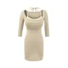 Vestido de Dos Piezas Estilo Halter Puramente Sexy para Primavera, un Vestido Corto Bodycon Ajustado Estilo Hot Girl con Amarre