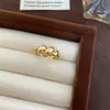 Anel Aberto Coração de Girassol Vintage Nicho Requintado Simples Retro Luxo Leve Versátil para o Dia a Dia Anel para o Dedo Indicador