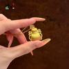 Loja Dourada Mesmo Estilo Pingente Colar Cabacinha Dourada Escovada com Strass Corrente Clavícula Oca Sorte Acessório Versátil