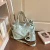 Bolsa tote grande, leve, com múltiplos bolsos, estilo casual e descontraído japonês, para mulheres, bolsa de ombro e transversal simples e estilosa