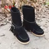 Modelo 2026 Juyuan Deseo de Invierno Botas de Calcetín de Suela Plana Talla Grande Bolso Cosido Estilo Étnico Botas de Algodón Botas de Cuero para Mujer
