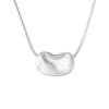 Collar de Frijol Femenino Plata de Ley s925 Edición Industria Pesada Plata Cepillada Mate Cadena para Clavícula de Frijol Estilo Frío Simple ins 0584L