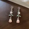 Aretes de Perla con Flor de Goteo de Aceite de Circonita de Aguja de Plata Rosa~Estilo Dulce y Femenino, Aretes de Botón con Sentido de Diseño para Mujeres