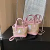 Bolsa Infantil Modelo Novo 2026, Bolsa de Mão Simples e Estilosa Estilo Cesta, Bolsa de Ombro Transversal de Nicho Estilo Coreano Desenho Animado para Mulheres