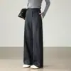 2026 Moda Nueva para Mujer Pantalones de Traje de Pierna Ancha Cintura Alta Caída Sueltos Rectos Versátiles Adelgazantes Largos para el Trabajo