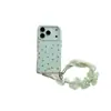 Estilo Coreano Cor Dourada Bolinhas Compatível com Capa de Celular iPhone 17 Pro Max Apple 16 Pro Gancho Portátil 15P Feminino