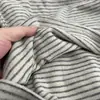 Suéter de Gola Alta Listrado Retrô com Pele de Coelho Sintética para Mulheres, Camisa Básica Versátil de Manga Longa Emagrecedora, Top Quente para Outono e Inverno, Casual