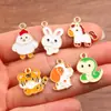 12 Signos del Zodiaco DIY Accesorios para Joyería de Aleación Oro KC Dibujos Animados Esmalte Goteado Colgante de Esmalte Goteado Serpiente Oveja Conejo Caballo Buey Gallo Dijes
