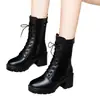 Botas Martin de Tacón Grueso de Piel Suave para Mujer, Botas de Media Caña para Mujer, Nuevo Estilo Otoño/Invierno 2026, Botas de Mujer Estilo Británico, Botas Versátiles de Celebridad de Internet, Botas de Jinete