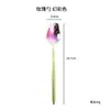 Vajilla Cuchara de Acero Inoxidable Tenedor Flor de Rosa Tenedor para Ensalada de Frutas Cuchara Mezcladora Dorada Rosa Dorado Cuchara para Sopa Estilo Coreano