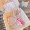 Acessórios Infantis Meninas Desenho Animado Princesa Conjunto de Colar e Pulseira com Contas Colar com Pingente de Menina Acessórios de Joias para Bebê