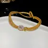 Pulseira com Pingente Redondo de Diamante Colorido Estilo Coreano Pulseira de Luxo Leve de Alta Qualidade Elegante Versátil Temperamento Pulseira para o Dia a Dia para Mulheres