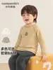 Camiseta de manga longa Kaka Panda forrada com fleece para meninos, segunda pele infantil, roupa de inverno, camiseta de manga longa para meninas, blusa de inverno para bebê