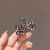 Pinza Pequeña de Tiburón con Flor de Pedrería de Lujo para Cabello Fino, Pinza para Cola de Caballo Baja en la Parte Posterior de la Cabeza, Pinza para Media Recogida