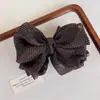 Pinza para el pelo tipo banana con lazo de doble capa y lunares vintage, pinza vertical de tela de gasa ligera, accesorio para el pelo suave y elegante para el día a día