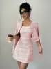 Conjunto de Duas Peças Feminino Outono e Inverno Novo Europeu e Americano Blazer Curto de Botão Único + Vestido Pequeno com Fragrância Retro Francês