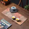 Alfombrilla de Té de Doble Cara Dazantang Xiangyunsha con Base de Bandeja de Té Vintage Inspirada en el Zen, Camino de Mesa Retro, Mantel de Tela, Paño de Té, Accesorio para Ceremonia del Té