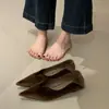 Temporada de Primer Encuentro~Tacones altos de terciopelo suave estilo francés con escote en V y punta fina para mujer, sencillos y elegantes, adecuados para el trabajo, efecto adelgazante, zapatos de salón bajos