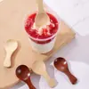 Colher de madeira infantil estilo japonês, anti-queimadura, isolada, colher pequena de madeira maciça, colher para comida de bebê de jardim de infância, colherzinha de madeira para sorvete