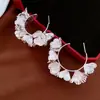 Pendientes Círculo Flor Perla Aguja Plateada, Pendientes de Diseño Fresco y Dulce, a la Moda, Pendientes de Lujo Ligero de Nicho de Gama Alta para Mujer