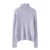 Suéter de cachemira para mujer, 100% cachemira de cabra pura, nuevo suéter de punto cálido de moda versátil color liso con cuello alto