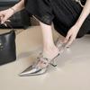 Tacones Altos Nuevos con Tachuelas para Mujer, Tacones Finos, Sandalias de Verano 2026 para Mujer, Mocasines Versátiles con Tira en T y Punta Fina