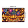 Bestseller transfronterizo de Amazon: Tela de fondo temática de Diwali con estampados de pavo real y lámpara de aceite de alta definición, perfecta para fiestas y decoraciones festivas
