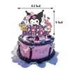 Decoración para fiesta de cumpleaños con temática de Kuromi, tarjeta de pastel con bandera de Kuromi, globo, espiral, tarjeta de invitación con dije