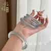Pulsera Macaron Ojo de Gato Mitad Montaña Mitad Agua, Pulsera Ojo de Gato Redonda Gradiente Color Champán Morado Rosa, Regalo para Novia