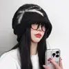 Gorros de Otoño e Invierno para Mujer, Gorros de Punto Versátiles Moda Coreana, Gorros de Pila con Lazo para Circunferencia de Cabeza Grande, Gorros Cálidos de Lana