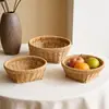 Cesta de lanches para sala de estar estilo japonês de rattan sintético, cesta de armazenamento, cesta de armazenamento de ovos para cozinha, cesta de frutas, cesta de pão, bandeja de lanches e frutas