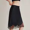 Dm Exquisita Acetato Doble Cara Satín Romántica Lujo Ligero Borde Ondulado Corte Diagonal Adelgazante Falda Ajustada Retro