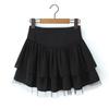 9726-24 Inverno Novo Francês Retro Casual Menina Ballet Estilo A-palavra Cintura Alta Camada Dupla Saia De Malha