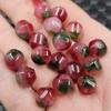 Contas hexagonais vermelhas melancia Jade contas soltas flor verde flutuante multi-borda luantong pulseira espaçador de joias lanterna espaçador contas atacado