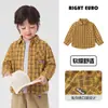 Camisa Estilo Acadêmico para Meninos, Estilo Europeu, Roupa de Outono para Crianças Pequenas, Body para Bebê, Roupa Infantil para Primavera e Outono, Camisa Xadrez Infantil para Meninos