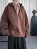 Sudadera Falsa de Dos Piezas con Cuello en V para Hombre Otoño e Invierno Silueta Hoodie Pesado Holgazán Chaqueta Rayada Americana de Gama Alta