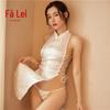 Fan Lei Lingerie Sexy Tentação Sexy Cheongsam Justo Amarrar Transparente Provocativo Fenda Pijama Uniforme 386
