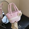 Bolso de paja para vacaciones en la playa para mujer, novedad de verano 2023, bolso de mano tipo cesta para verduras, bolso de pajarita tejido de gran capacidad